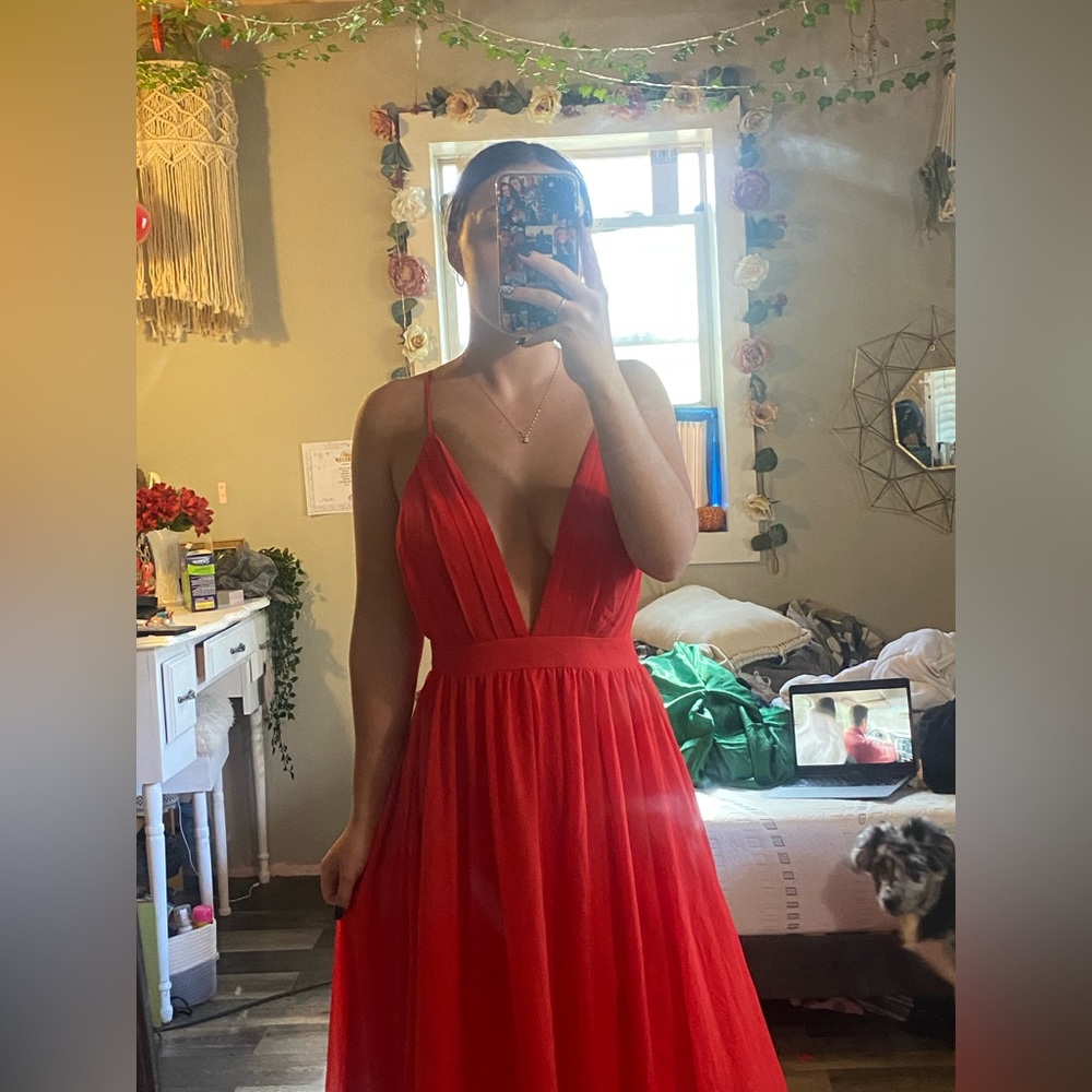 Red long dress